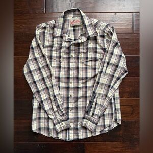 Wrangler Retro Premium Men's Plaid Long Sleeve Western Pearl Snap Shirt